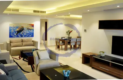 Living / Dining Room image for: Apartment - 3 Bedrooms - 4 Bathrooms for rent in Al Sadd Road - Al Sadd - Doha, Image 1