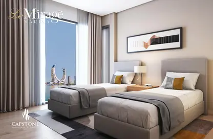 Room / Bedroom image for: Apartment - 1 Bedroom - 2 Bathrooms for sale in Marina Tower 12 - Marina District - Lusail, Image 1