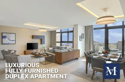Living / Dining Room image for: Duplex - 2 Bedrooms - 4 Bathrooms for rent in Le Mirage City Walk - Fereej Bin Mahmoud South - Fereej Bin Mahmoud - Doha, Image 1