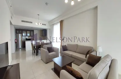 Living / Dining Room image for: Apartment - 2 Bedrooms - 3 Bathrooms for rent in Viva West - Viva Bahriyah - The Pearl Island - Doha, Image 1