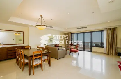 Living / Dining Room image for: Apartment - 3 Bedrooms - 4 Bathrooms for rent in West Porto Drive - Porto Arabia - The Pearl Island - Doha, Image 1