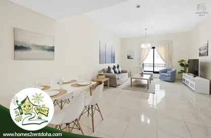 Living / Dining Room image for: Apartment - 1 Bedroom - 2 Bathrooms for rent in Catania - La Piazza - Fox Hills - Lusail, Image 1