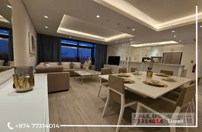 Living / Dining Room image for: Apartment - 3 Bedrooms - 3 Bathrooms for rent in Lusail City - Lusail, Image 1