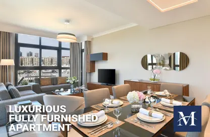 Living / Dining Room image for: Apartment - 2 Bedrooms - 4 Bathrooms for rent in Le Mirage City Walk - Fereej Bin Mahmoud South - Fereej Bin Mahmoud - Doha, Image 1