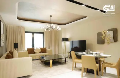 Living / Dining Room image for: Apartment - 1 Bedroom - 2 Bathrooms for rent in Tower 12 - Porto Arabia - The Pearl Island - Doha, Image 1