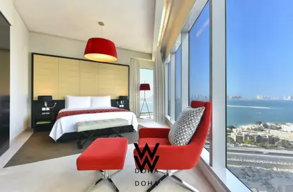 شقق فندقية - غرفة نوم - 1 حمام للايجار في فندق وشقق دبليو الدوحة - شارع الدبلوماسي - الخليج الغربي - الدوحة